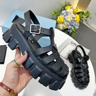 Prada Cloudbust Black Chunky Gladiator Sandals