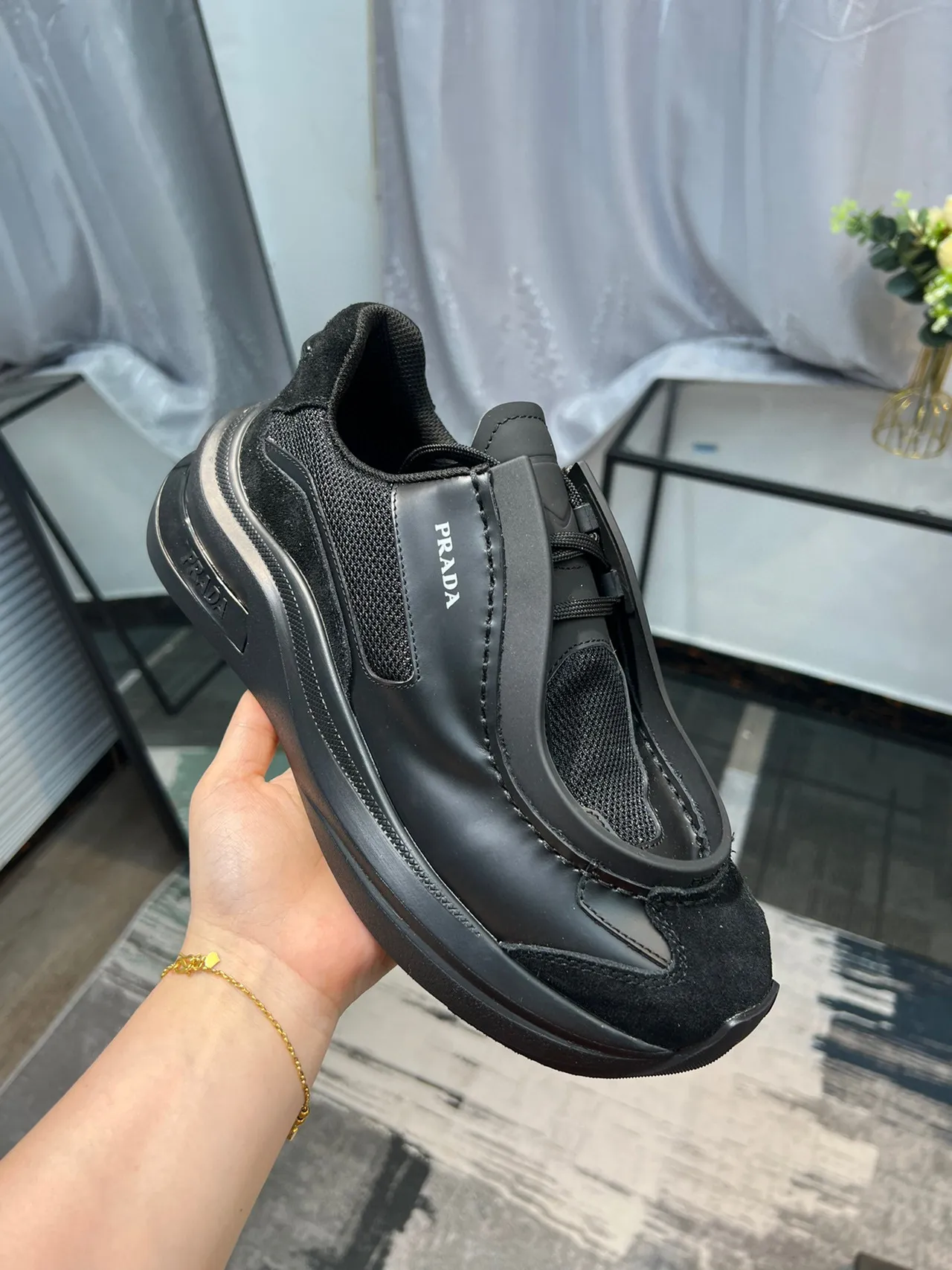 Prada Cloudbust Black Laceless Chunky Sneaker 6