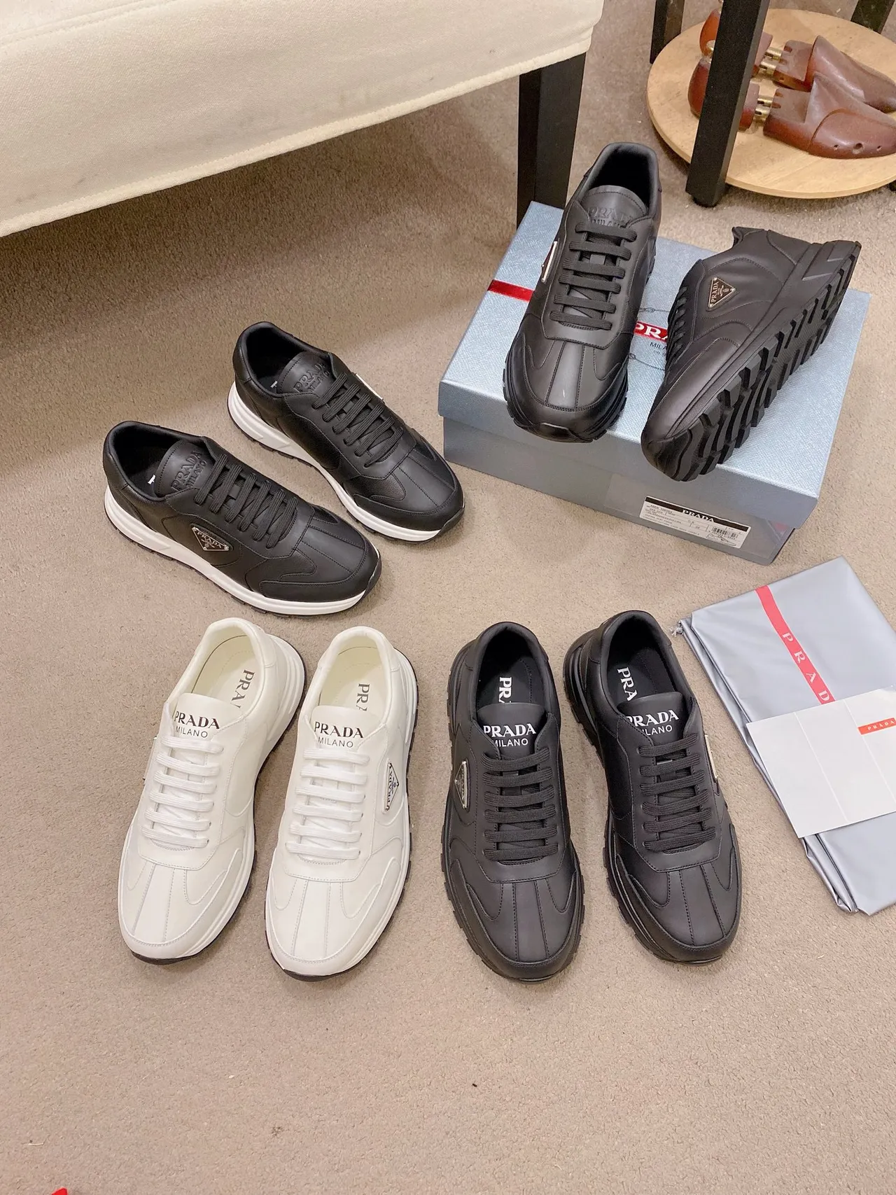 Prada Cloudbust Black Leather Lifestyle Sneakers 2