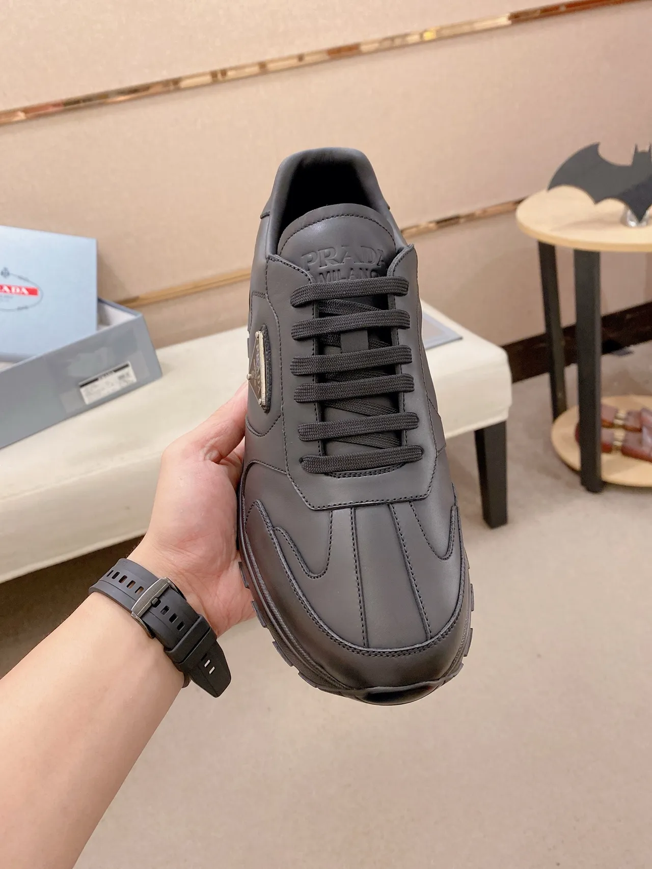 Prada Cloudbust Black Leather Lifestyle Sneakers 6