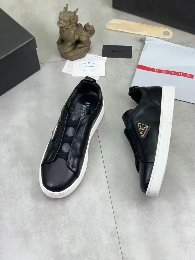 Prada Cloudbust Black Leather Slip-On Lifestyle Sneaker 4