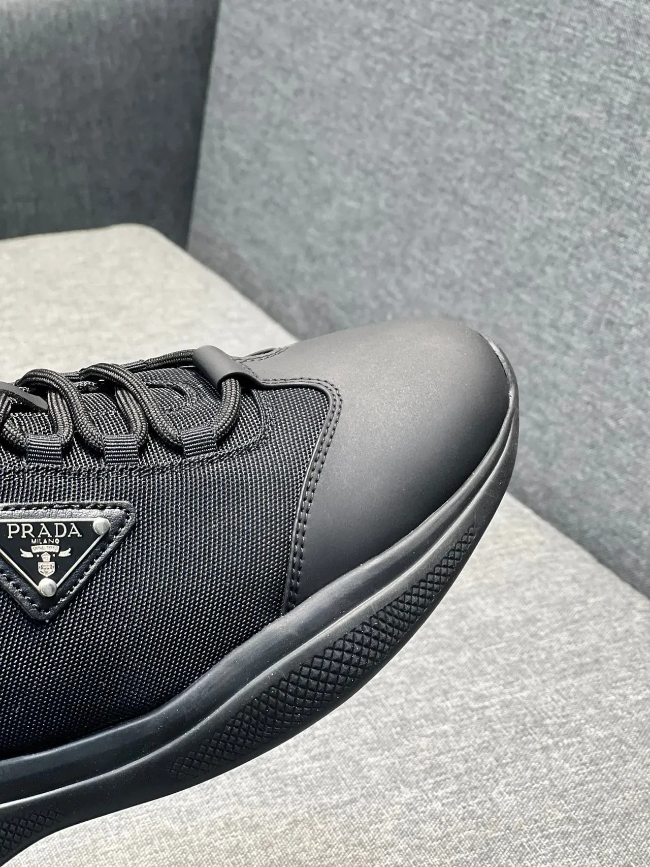 Prada Cloudbust Black Low-Top Textile-and-Rubber Construction Lifestyle Sneakers 4