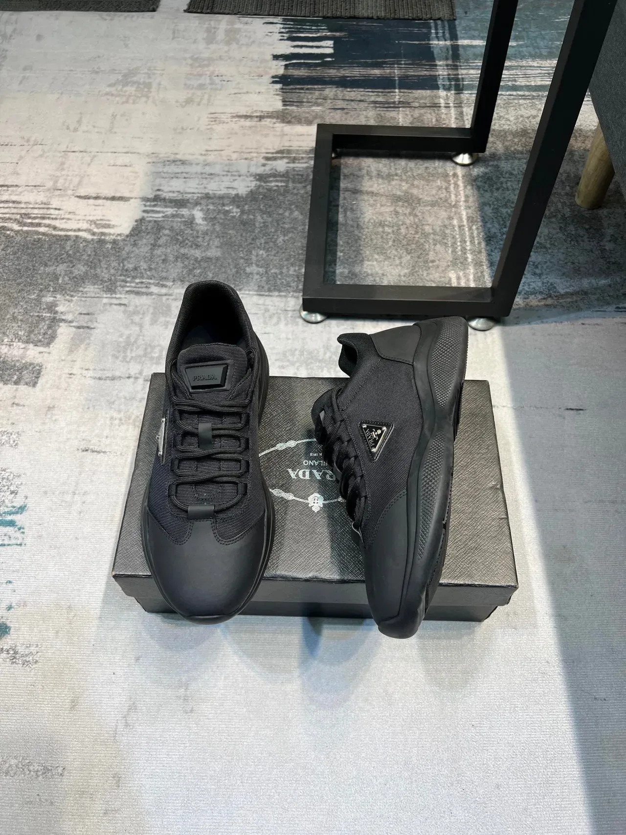 Prada Cloudbust Black Low-Top Textile-and-Rubber Construction Lifestyle Sneakers 5