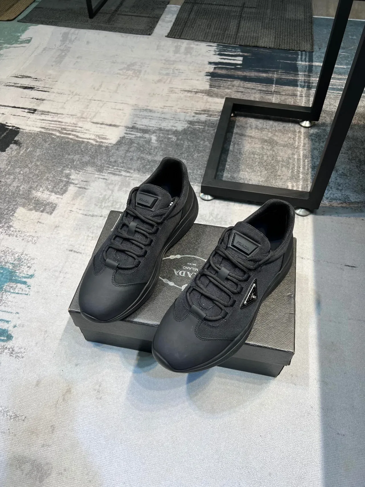 Prada Cloudbust Black Low-Top Textile-and-Rubber Construction Lifestyle Sneakers 6