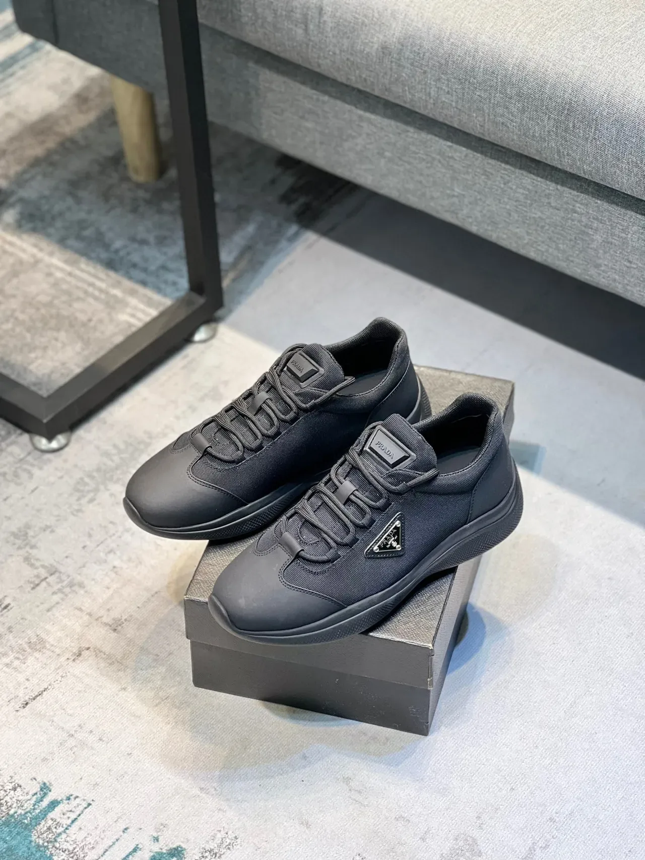 Prada Cloudbust Black Low-Top Textile-and-Rubber Construction Lifestyle Sneakers 8