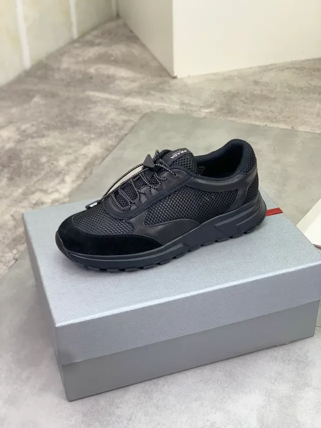 Prada Cloudbust Black Mesh and Suede Chunky Sneaker 4