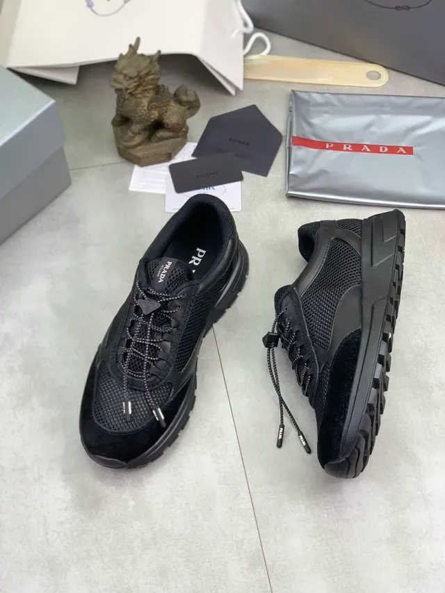 Prada Cloudbust Black Mesh and Suede Chunky Sneaker 5