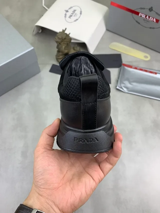 Prada Cloudbust Black Mesh and Suede Slip-On Lifestyle Sneakers 3