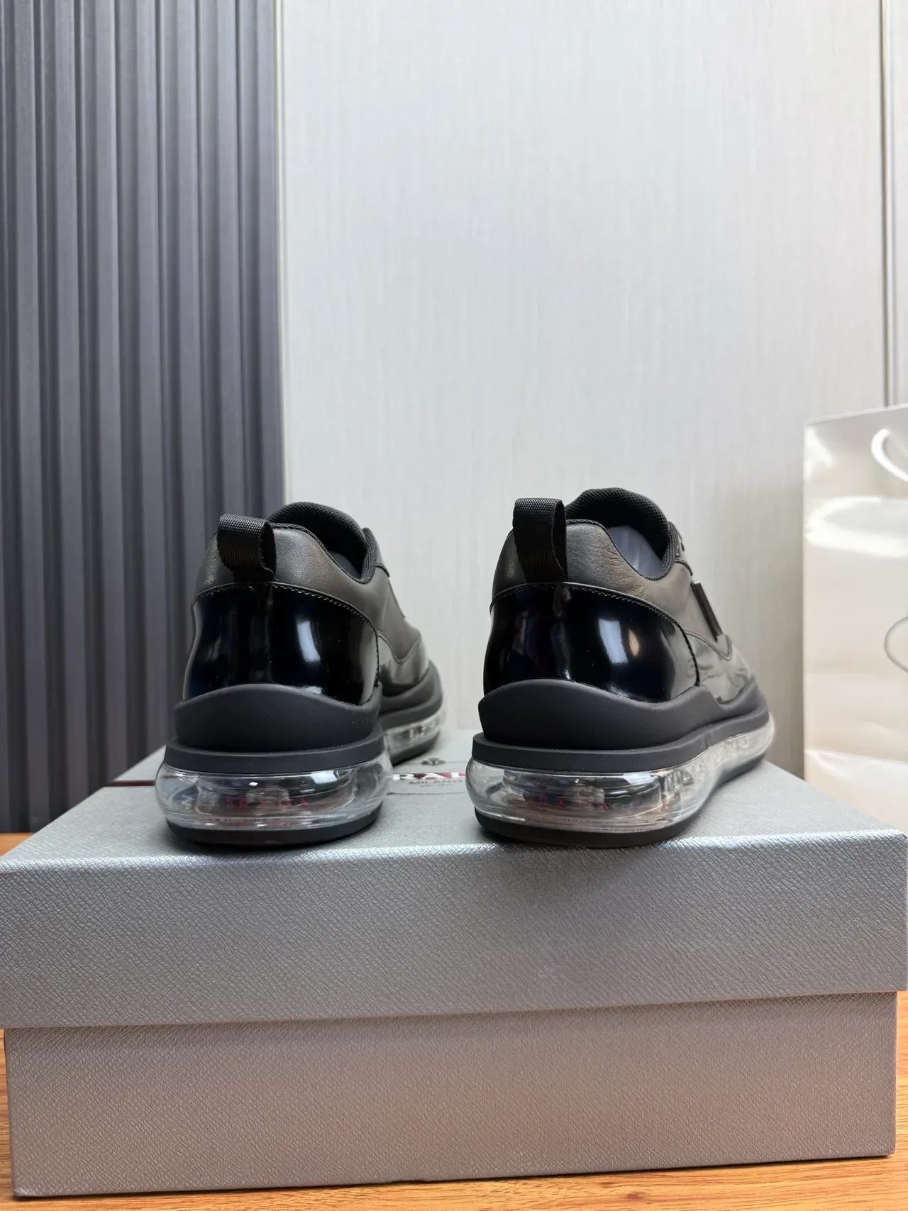 Prada Cloudbust Black Patent and Matte Leather Lifestyle Sneakers 7