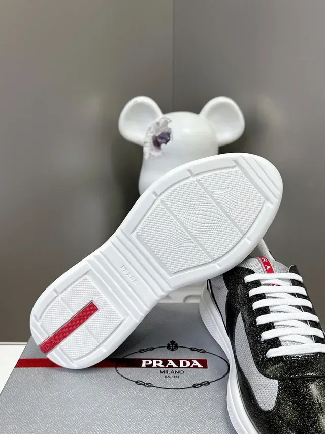 Prada Cloudbust Black White Glossy Patent Leather Mesh Paneling Lifestyle Sneakers 9