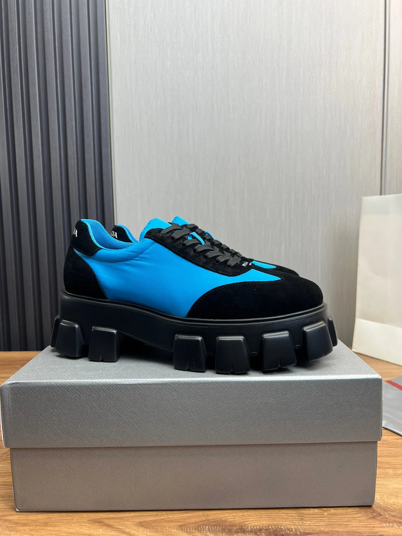Prada Cloudbust Blue and Black Chunky Sneakers 2