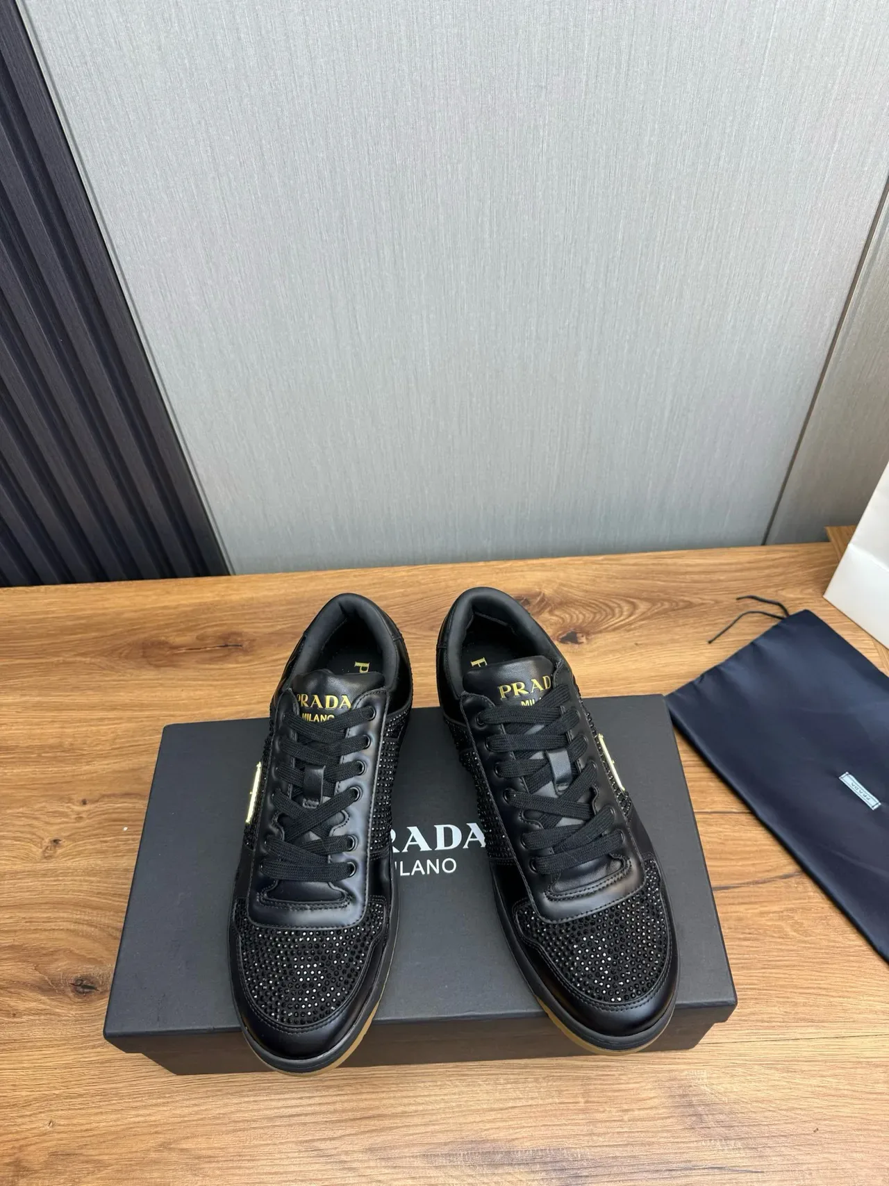 Prada Cloudbust Crystal-Embellished Black Lifestyle Sneakers 2