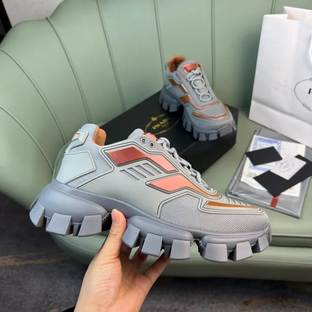 Prada Cloudbust Gray and Orange Chunky Sneakers 4