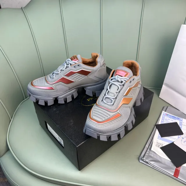 Prada Cloudbust Gray and Orange Chunky Sneakers 8