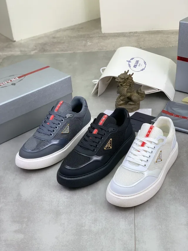 Prada Cloudbust Gray Red Mesh And Synthetic Upper Platform Sole Lifestyle Sneakers 2