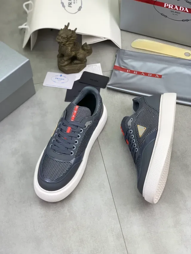 Prada Cloudbust Gray Red Mesh And Synthetic Upper Platform Sole Lifestyle Sneakers 5