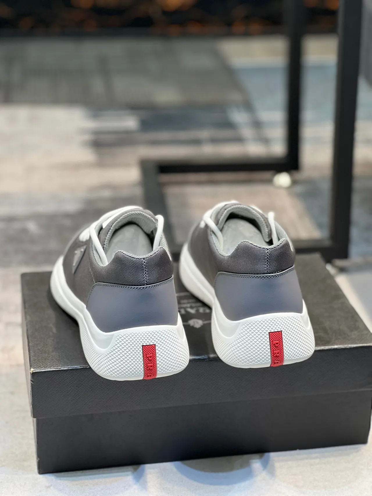 Prada Cloudbust Gray White Low-Top Textile-and-Synthetic Upper Lifestyle Sneakers 2