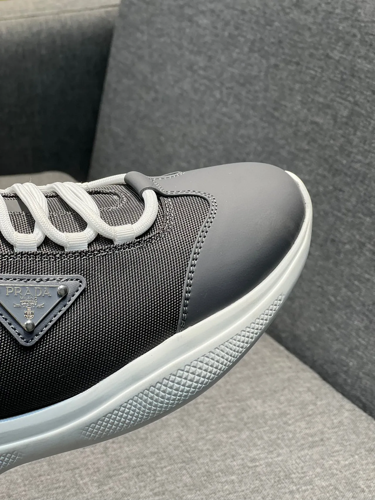 Prada Cloudbust Gray White Low-Top Textile-and-Synthetic Upper Lifestyle Sneakers 3