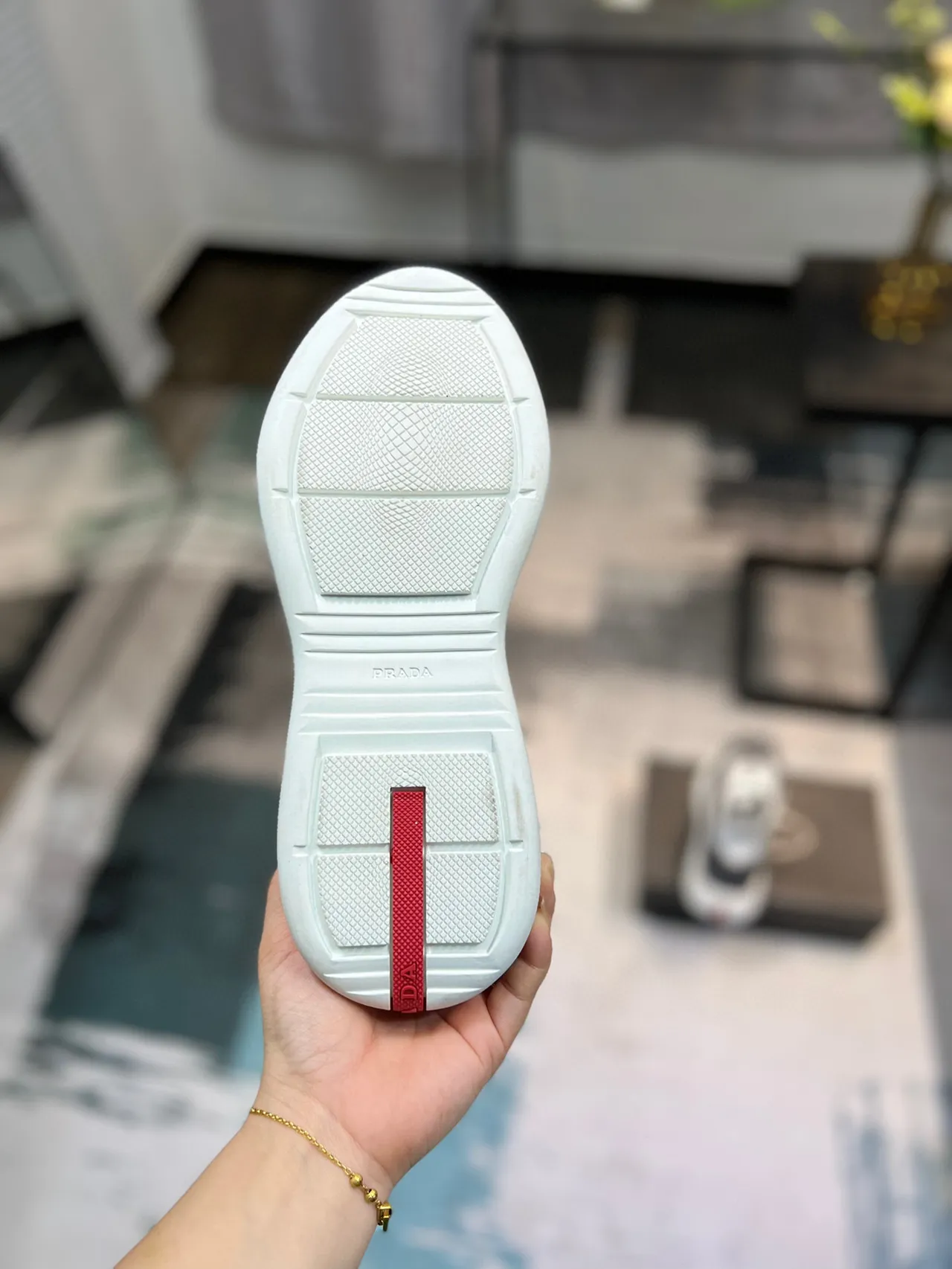 Prada Cloudbust Gray White Low-Top Textile-and-Synthetic Upper Lifestyle Sneakers 9