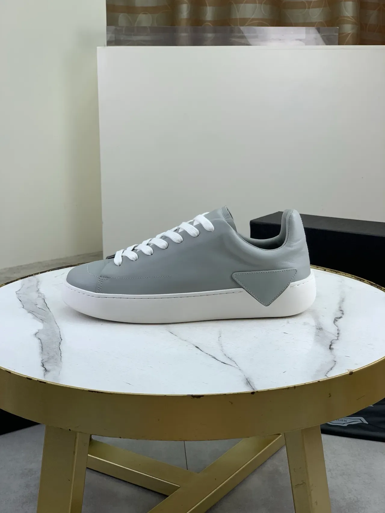 Prada Cloudbust Gray White Minimalist Smooth Leather Upper Lifestyle Sneakers 5
