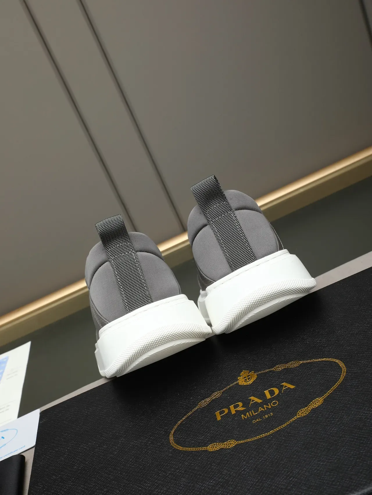 Prada Cloudbust Gray White Slip-On Elastic Gusset Lifestyle Sneakers 3