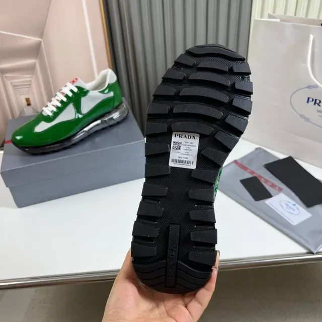 Prada Cloudbust Green Patent Leather Mesh Lifestyle Sneaker 2