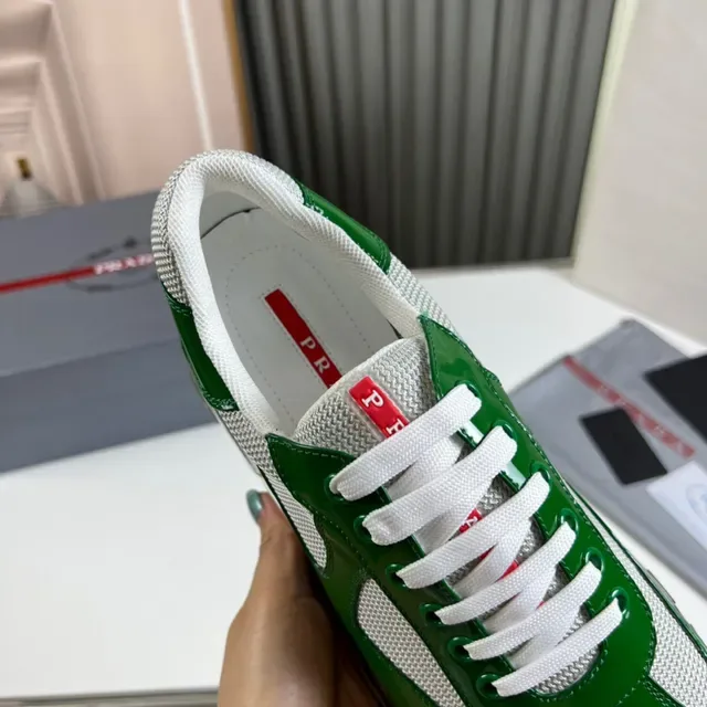 Prada Cloudbust Green Patent Leather Mesh Lifestyle Sneaker 3