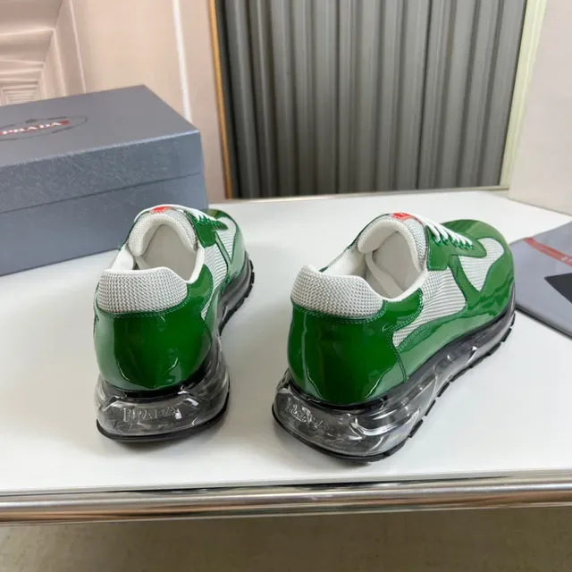 Prada Cloudbust Green Patent Leather Mesh Lifestyle Sneaker 4