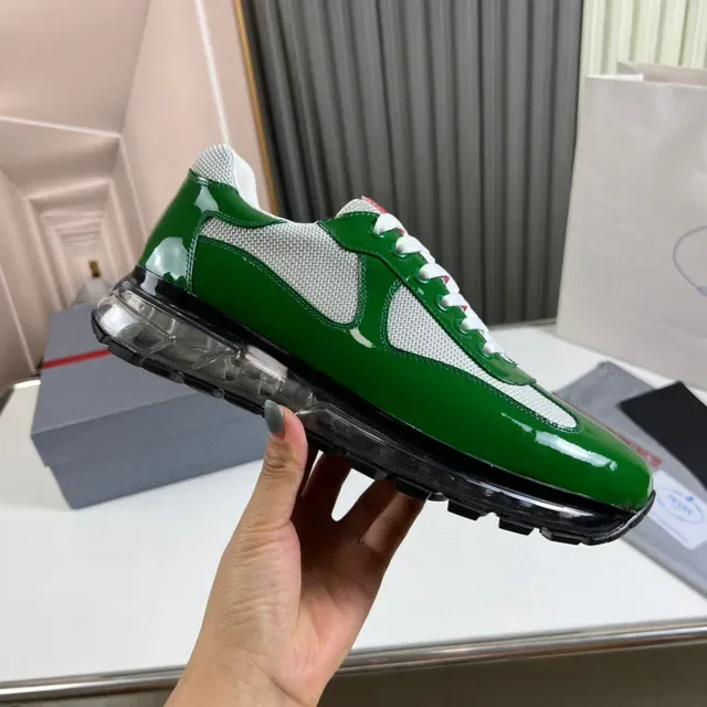 Prada Cloudbust Green Patent Leather Mesh Lifestyle Sneaker 5