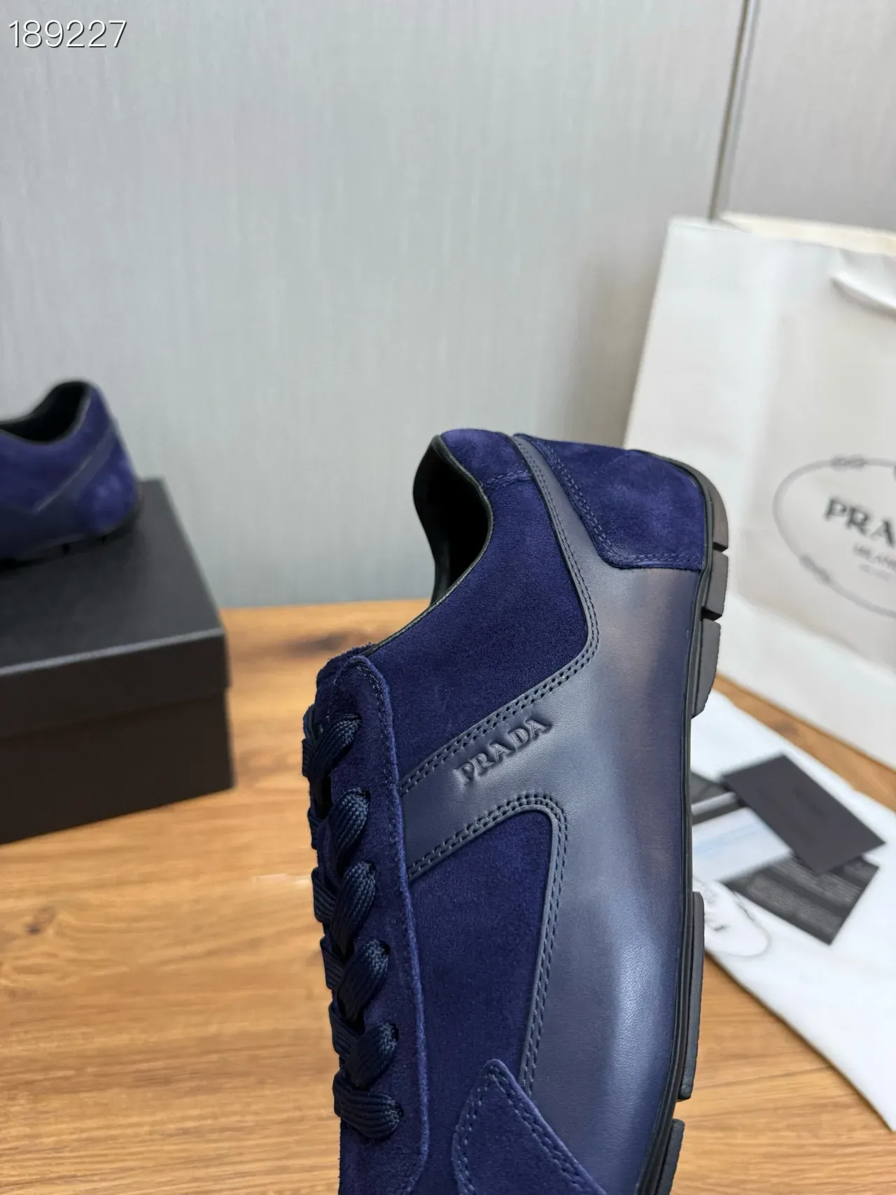Prada Cloudbust Navy Black Suede Upper Tonal Lacing Lifestyle Sneakers 5