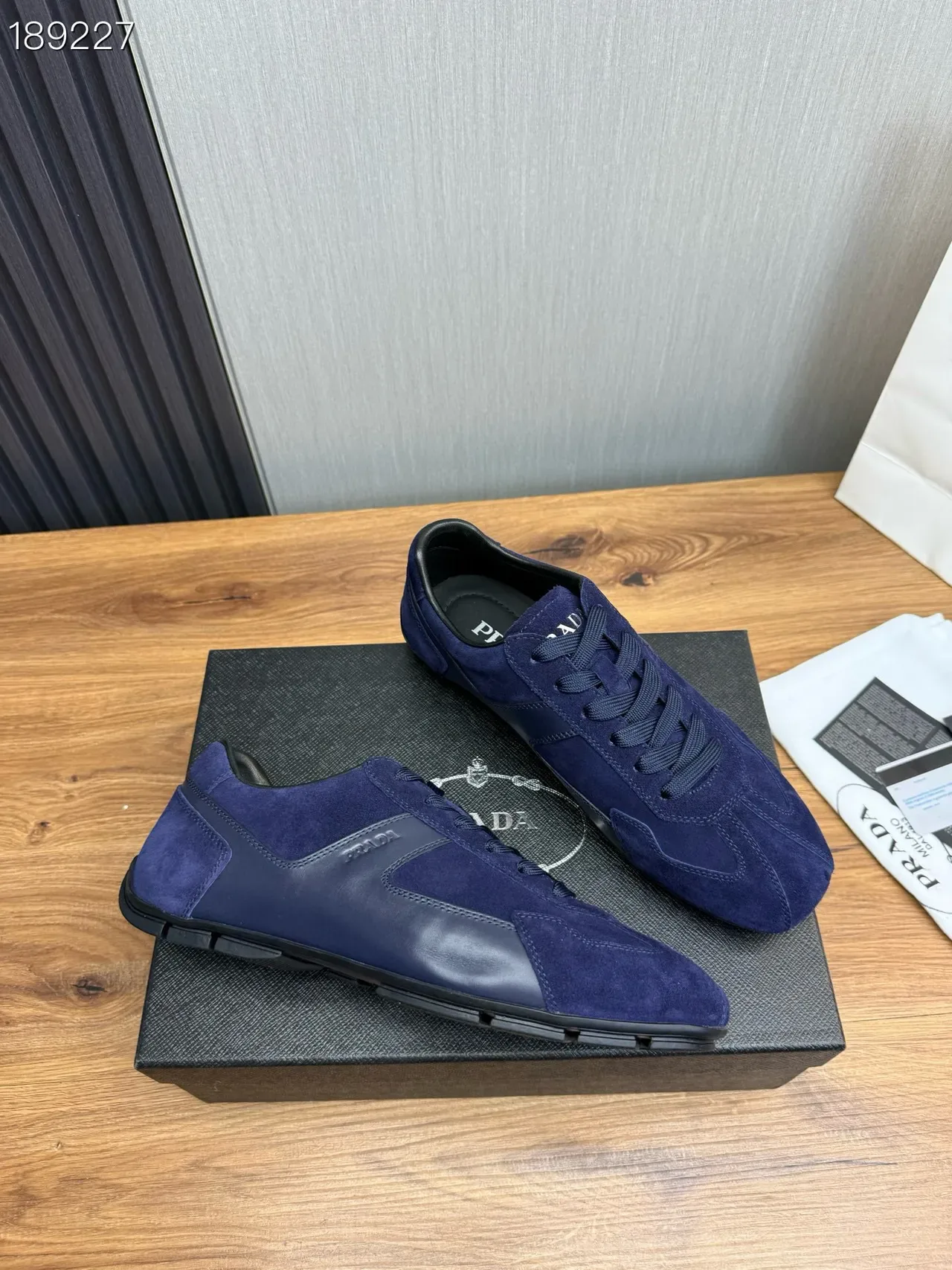 Prada Cloudbust Navy Black Suede Upper Tonal Lacing Lifestyle Sneakers 7