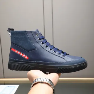 Prada Cloudbust الأزرق البحري عالي القدم حذاء رياضي أسلوب حياة