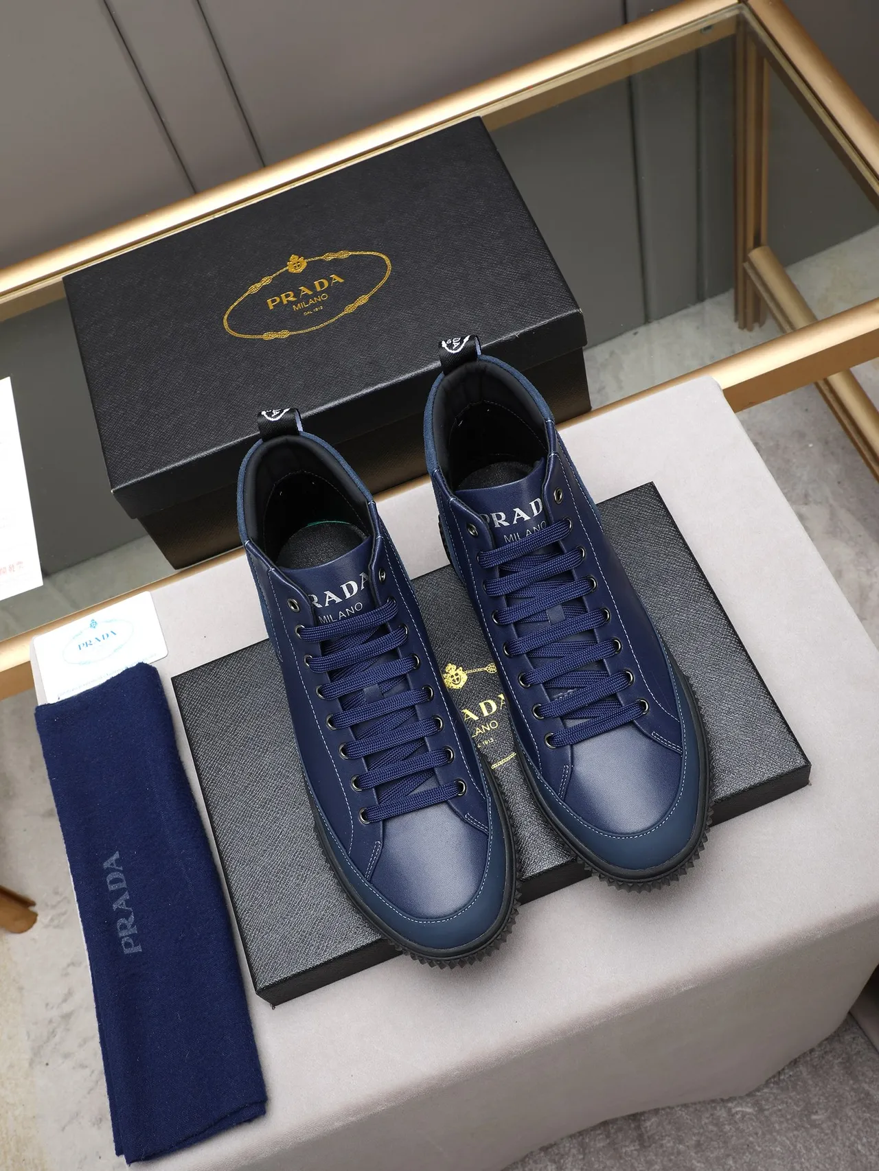 Prada Cloudbust Navy Blue High-Top Lifestyle Sneaker 3