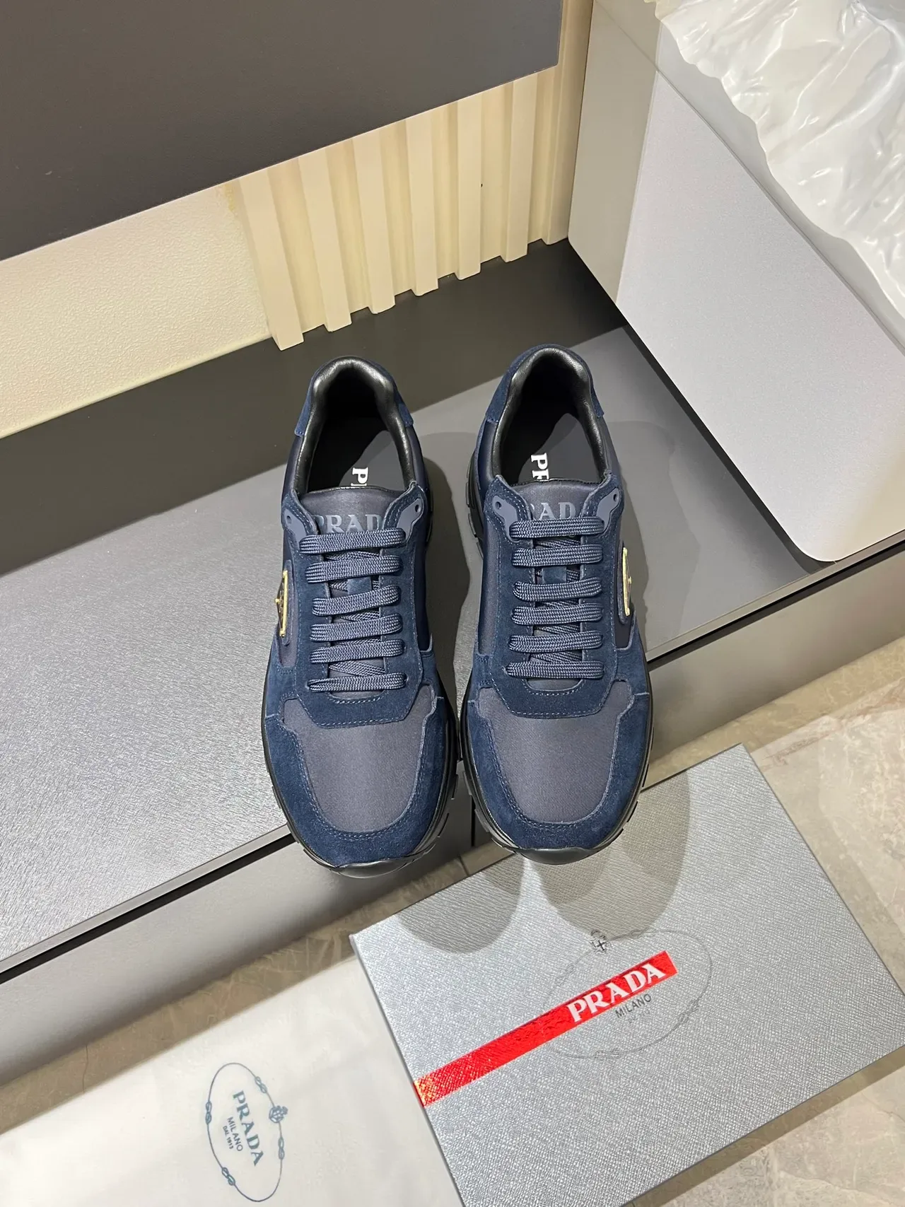 Prada Cloudbust Navy Blue Suede and Leather Lifestyle Sneakers 5