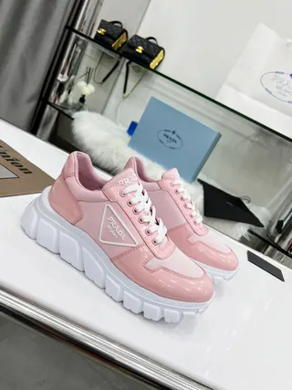 Prada Cloudbust Pink White Glossy Patent Upper Ridged Sole Chunky Sneakers 5
