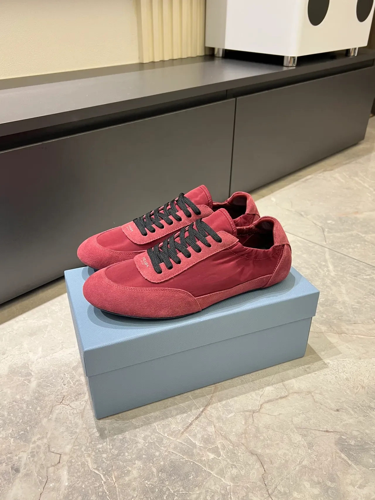 Prada Cloudbust Red Black Low-Top Mixed-Material Lifestyle Sneakers 4