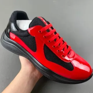 Prada Cloudbust Red Patent and Black Mesh Lifestyle Sneakers
