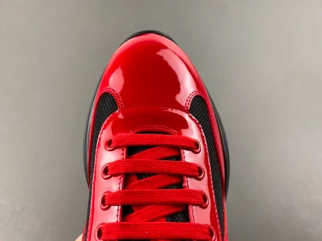 Prada Cloudbust Red Patent and Black Mesh Lifestyle Sneakers 5