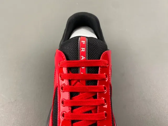 Prada Cloudbust Red Patent and Black Mesh Lifestyle Sneakers 6