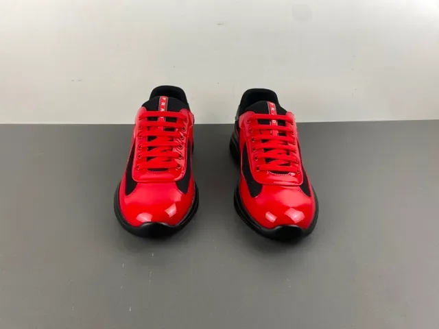 Prada Cloudbust Red Patent and Black Mesh Lifestyle Sneakers 11