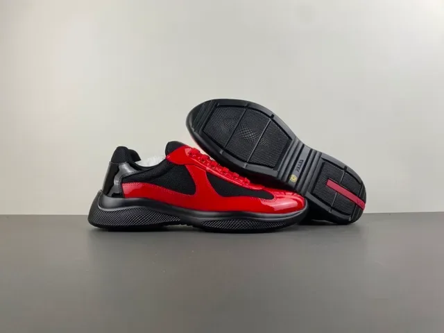 Prada Cloudbust Red Patent and Black Mesh Lifestyle Sneakers 12