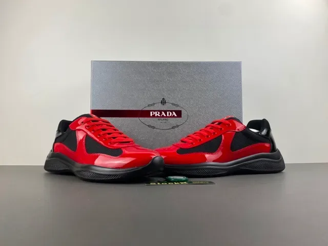 Prada Cloudbust Red Patent and Black Mesh Lifestyle Sneakers 13