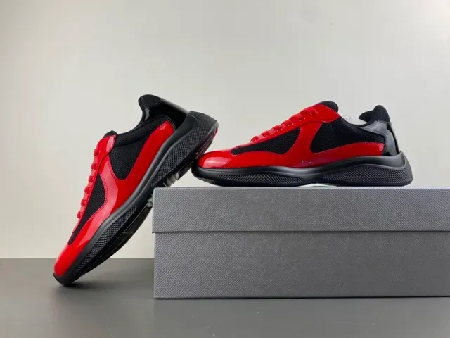 Prada Cloudbust Red Patent and Black Mesh Lifestyle Sneakers 14