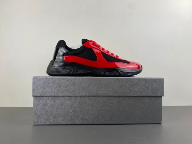 Prada Cloudbust Red Patent and Black Mesh Lifestyle Sneakers 15