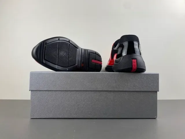 Prada Cloudbust Red Patent and Black Mesh Lifestyle Sneakers 16