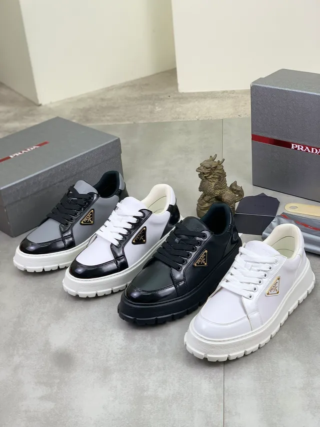 Prada Cloudbust Silver and Black Patent Leather Lifestyle Sneakers 2
