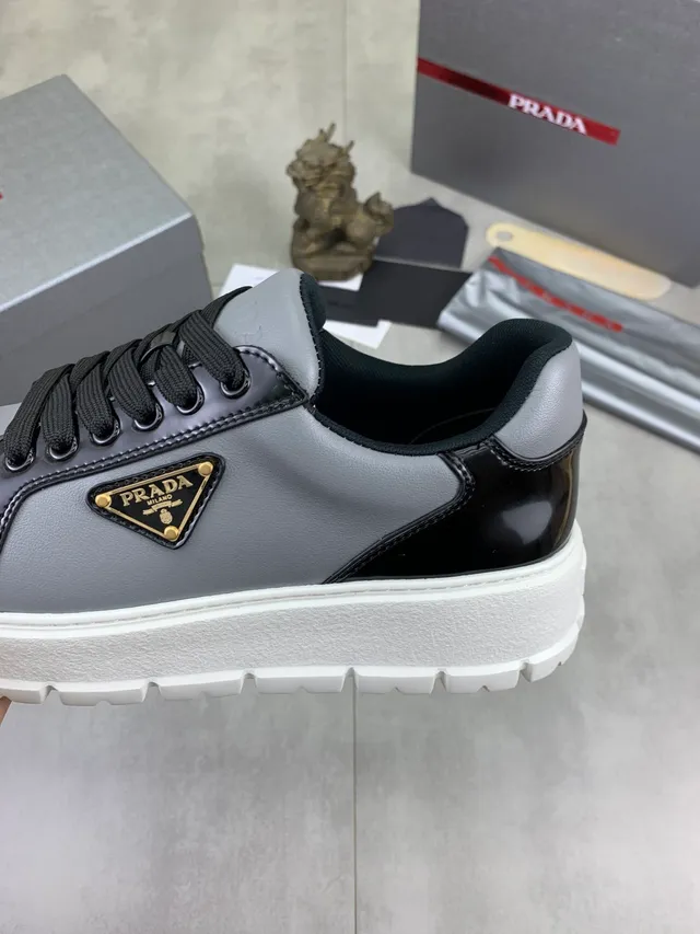 Prada Cloudbust Silver and Black Patent Leather Lifestyle Sneakers 4
