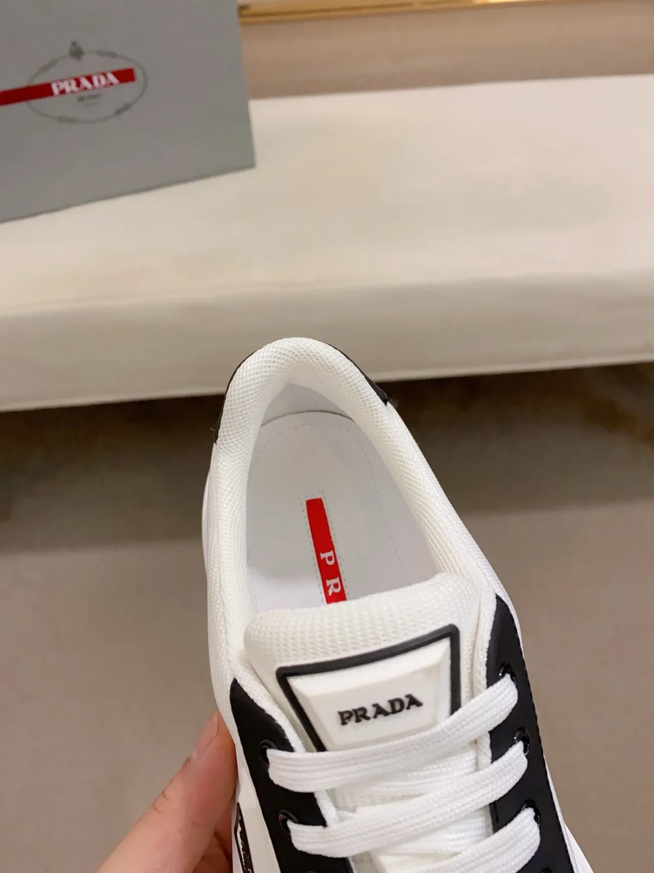 Prada Cloudbust White and Black Platform Lifestyle Sneakers 4