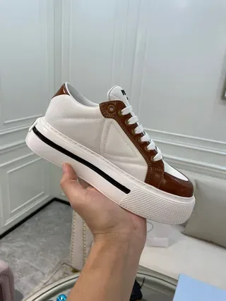 Prada Cloudbust White and Brown Leather Platform Lifestyle Sneakers 7