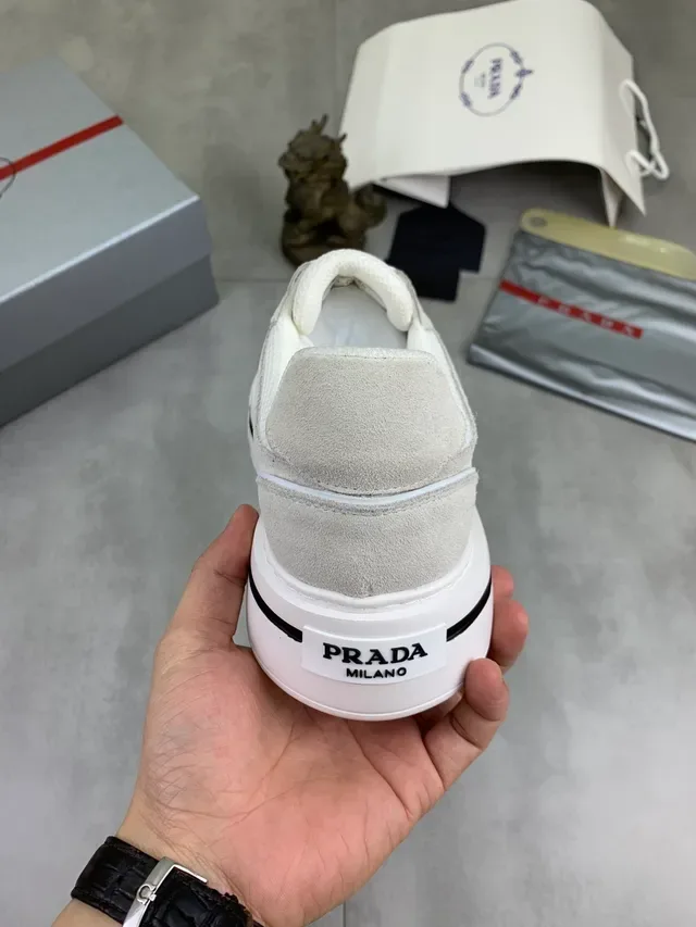 Prada Cloudbust White Beige Platform Sole Mesh And Suede Paneling Lifestyle Sneakers 3
